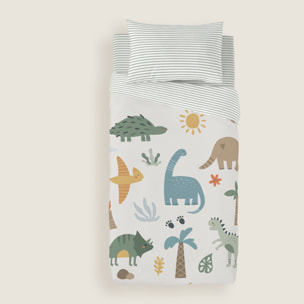 Cool Kids - Funda Nórdica Estampada - Reversible - Infantil - Cierre Solapa - 100% Algodón - Incluye 1 Funda de Almohada - Dinoland