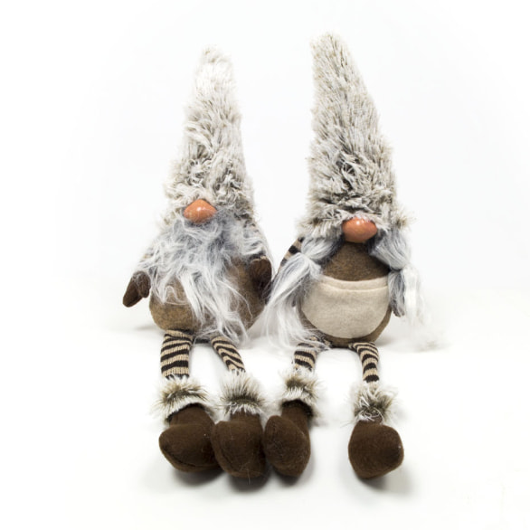 Gnomo Marrone Seduto Fermaporta Oggetto Decorativo Natale 41cm