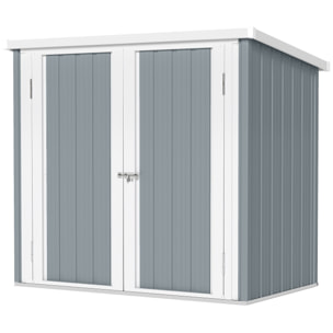 Abri de jardin 1,09 m² - 2 portes verrouillables - tôle d'acier gris clair