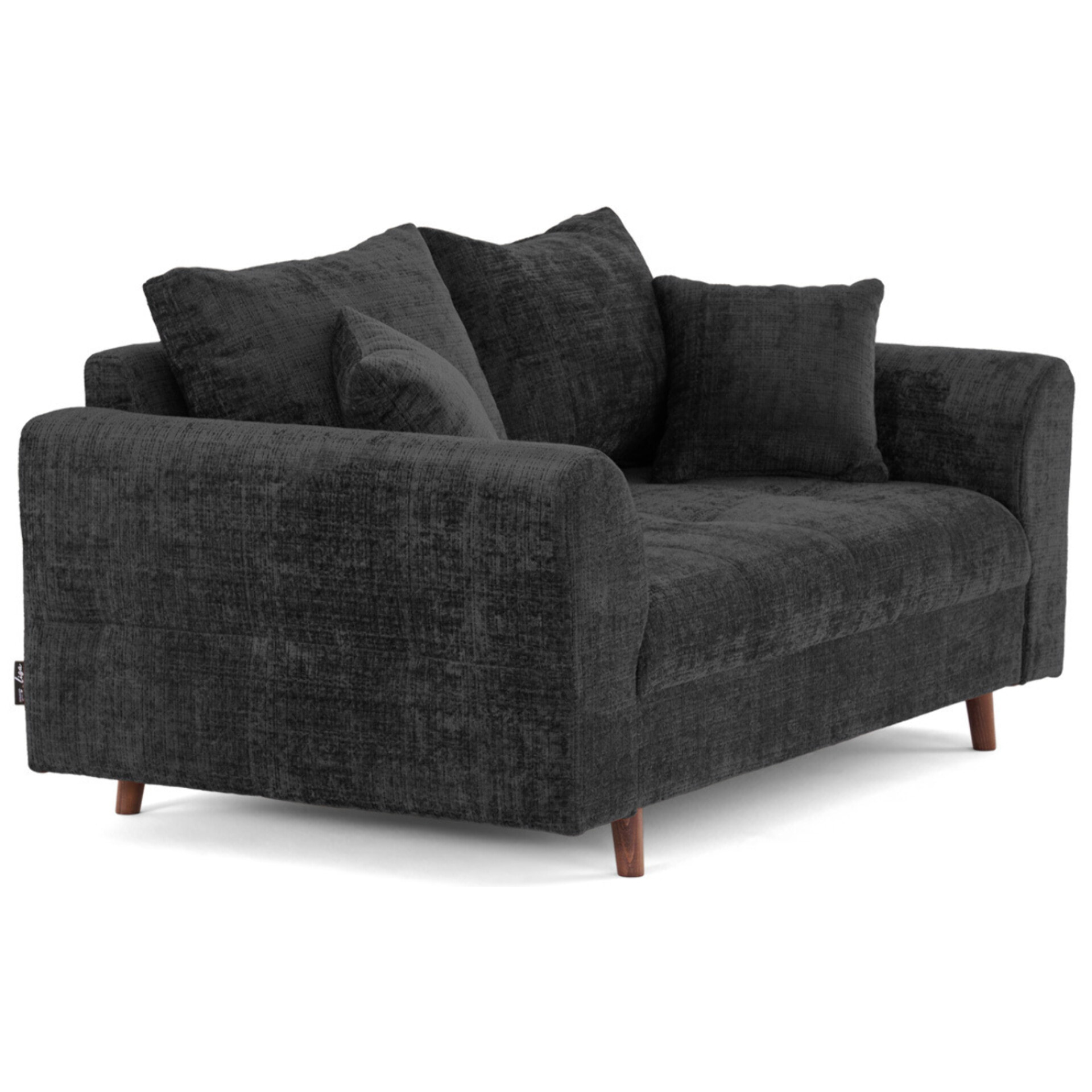 Rune - canapé droit 2 places en velours texturé - Gris Anthracite