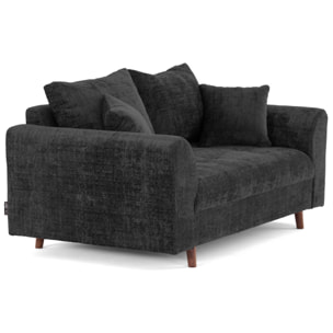 Rune - canapé droit 2 places en velours texturé - Gris Anthracite