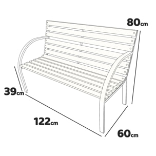 Emilia - Panchina da giardino 2 posti in acciaio polverizzato e legno naturale. Panchina da esterno in stile moderno panca da balcone 122x60x80h cm