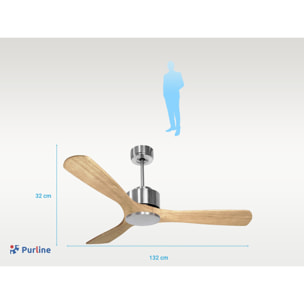 Ventilateur de plafond ø132 cm avec Wifi Réversible Hypersilence 40   W argent