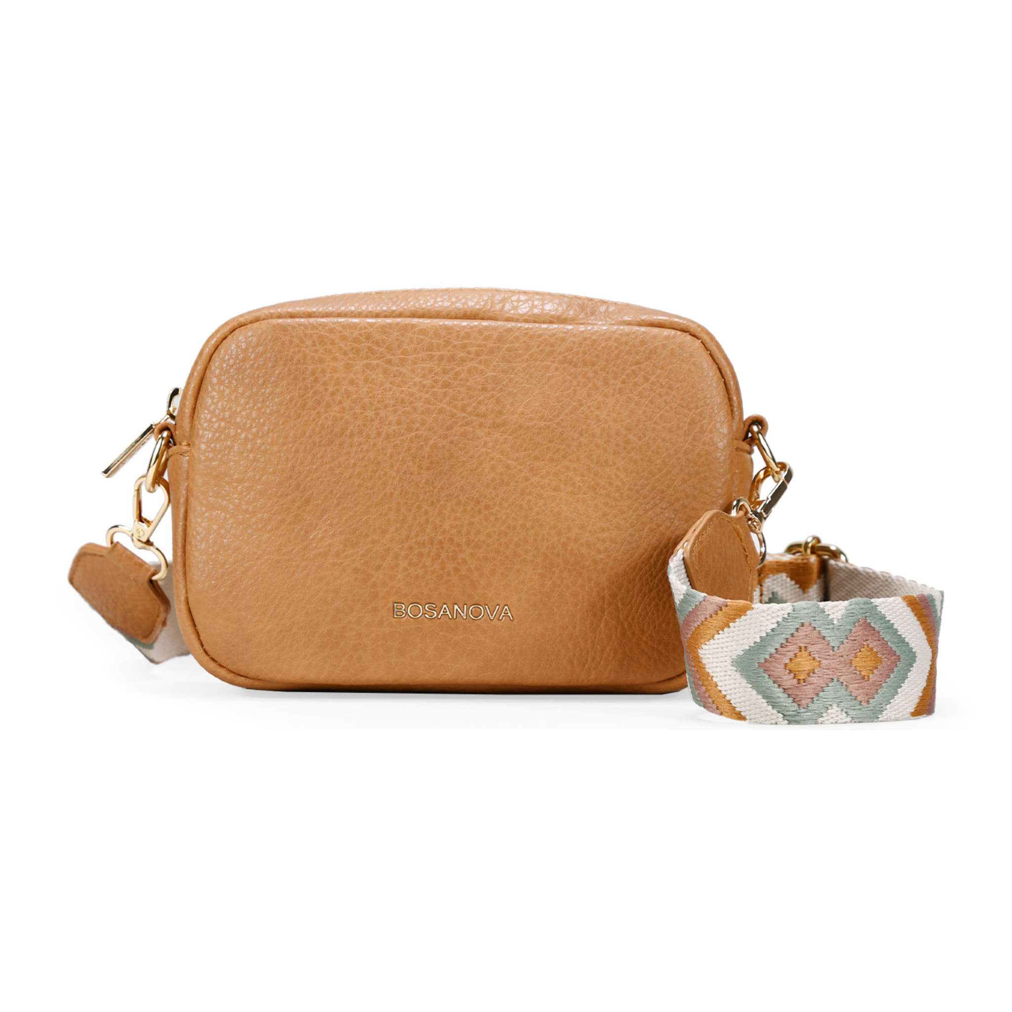 Bolso pequeño marrón con asa bordada