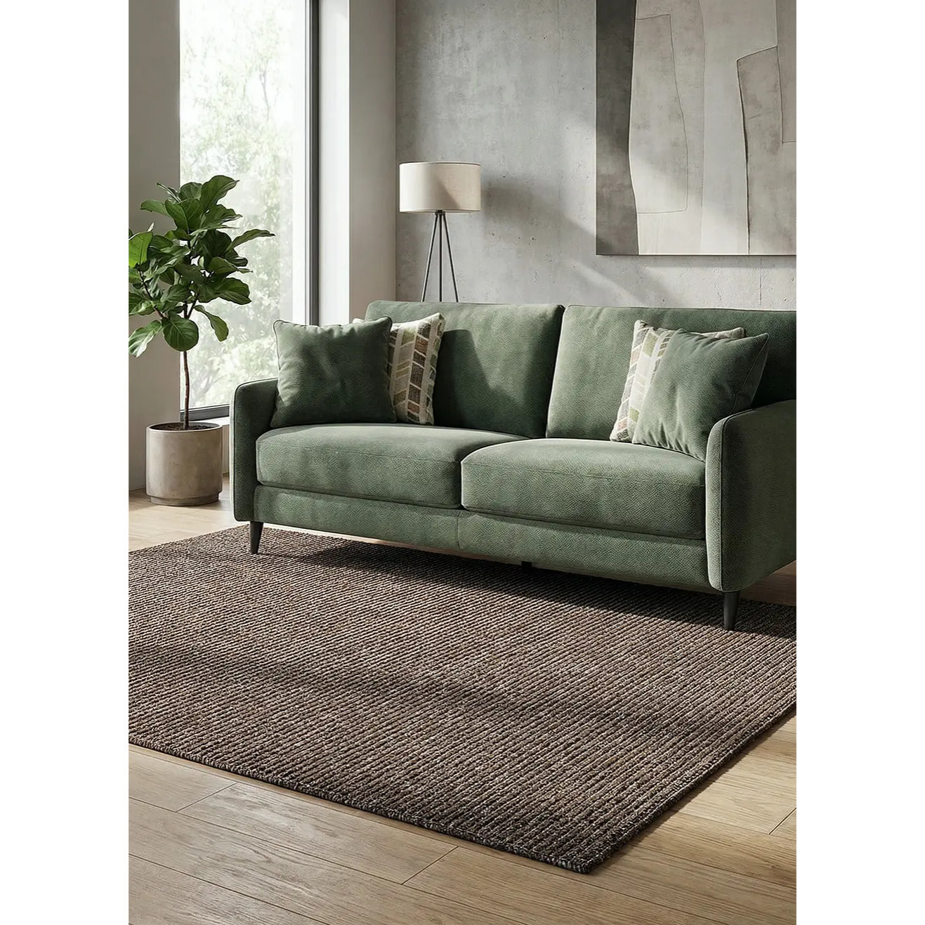 LUMEN Alfombra lavable lisa con bucles marrón, varias medidas disponibles.