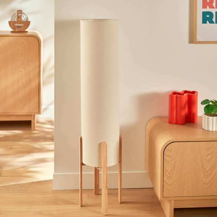 Lampadaire droit secteur Rafa beige H107cm