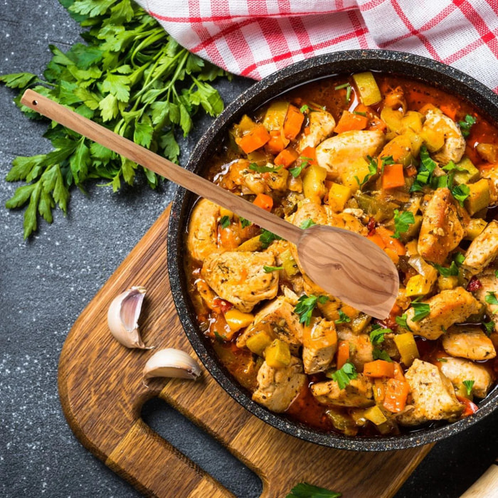 Ensemble de 2 Cuillères de cuisine en bois à bout pointu Fackelmann Édition Bois d'olivier