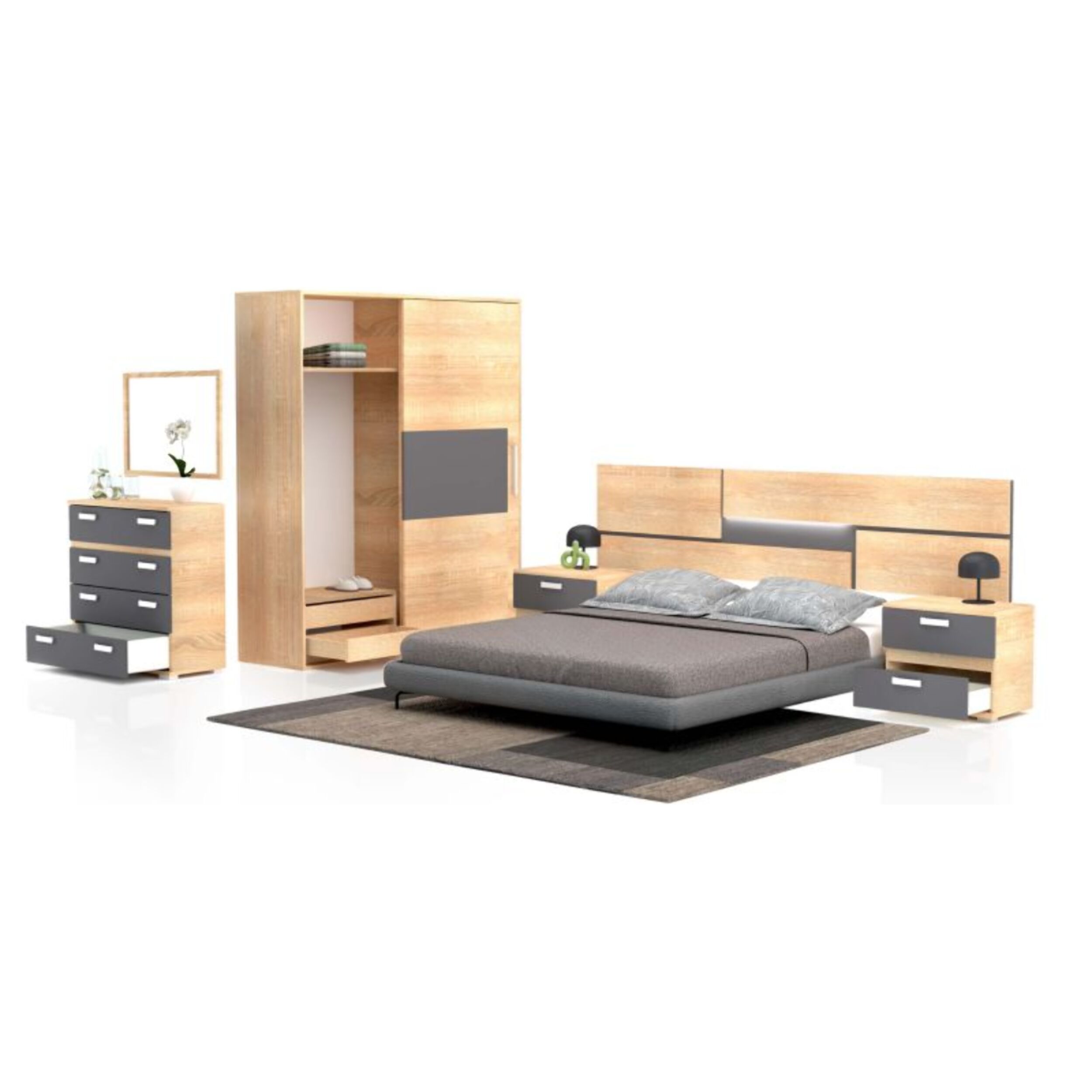 Dormitorio Ataneq Pure 4C Plus Cambria - Grafito