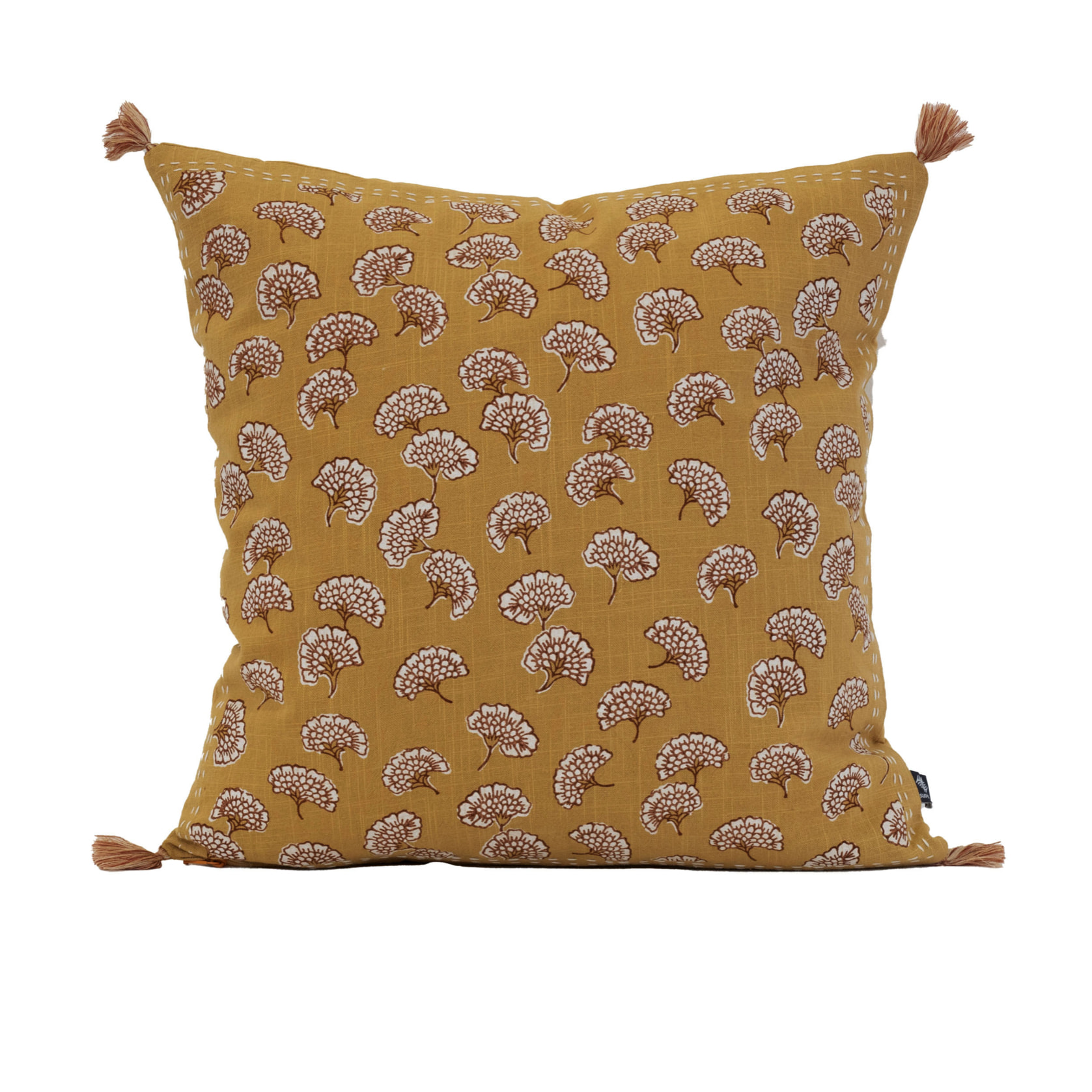 Coussin décoratif imprimé motif floral - Jaune