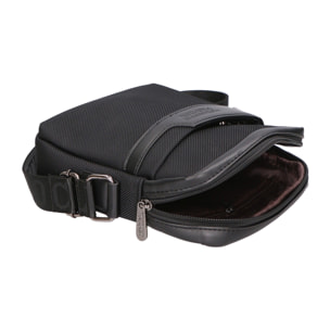 Borsa a tracolla uomo - Modello False - Pelle PU e Tessuto - 18.0 x 21.0 x 4.0 cm