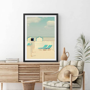 Poster cabanes turquoise Affiche sous cadre noir