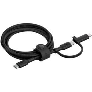 Adaptateur USB BELKIN 2-en-1 USB-C et Lightning 1m50 noi