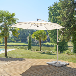 Parasol déporté rond "Manoa" argile & blé 3m en aluminium acier et polyester