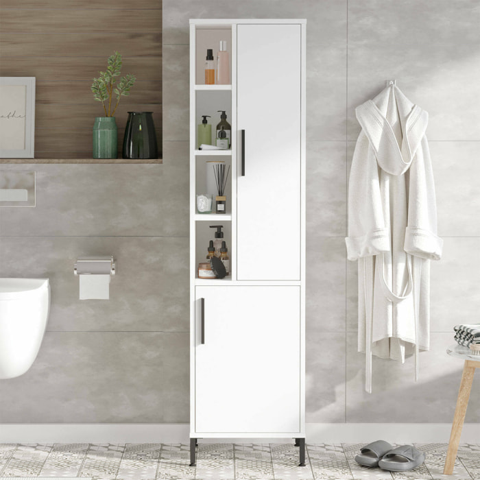 Armadio multiuso 2 ante Jongdari, Mobile multifunzionale, Mobiletto scarpiera, Guardaroba porta scarpe, 45x36 h174 cm, Bianco