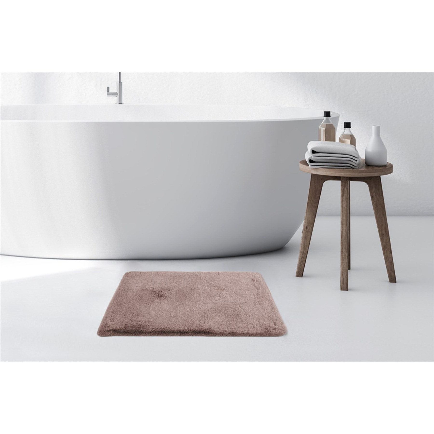 Tappeto da bagno Rabbit Rosa in soffice pelliccia sintetica