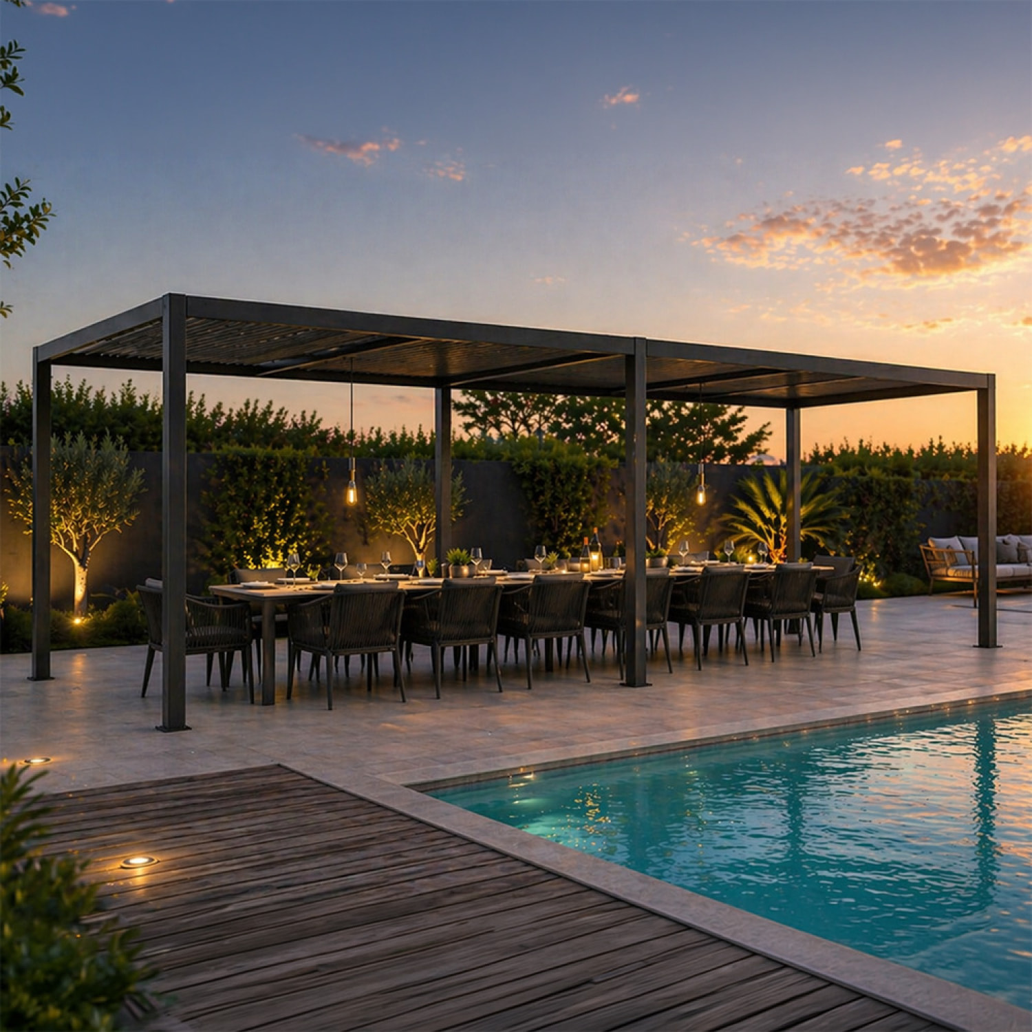 Pergola bioclimatique double 3x6 m noire ALIKI