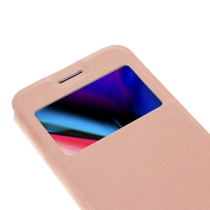 DAM CUSTODIA A LIBRO CON CHIUSURA MAGNETICA A FINESTRA Iphone 7/ Iphone 8 7x1x14 Cm. Colore: oro rosa