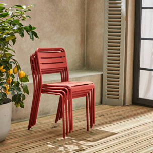 Lot de 4 chaises de jardin acier. 4 places. terracotta. Amelia. L44 x P52 x H79cm