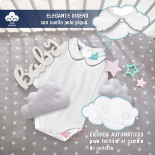 Body bebé manga larga cuello polo piqué