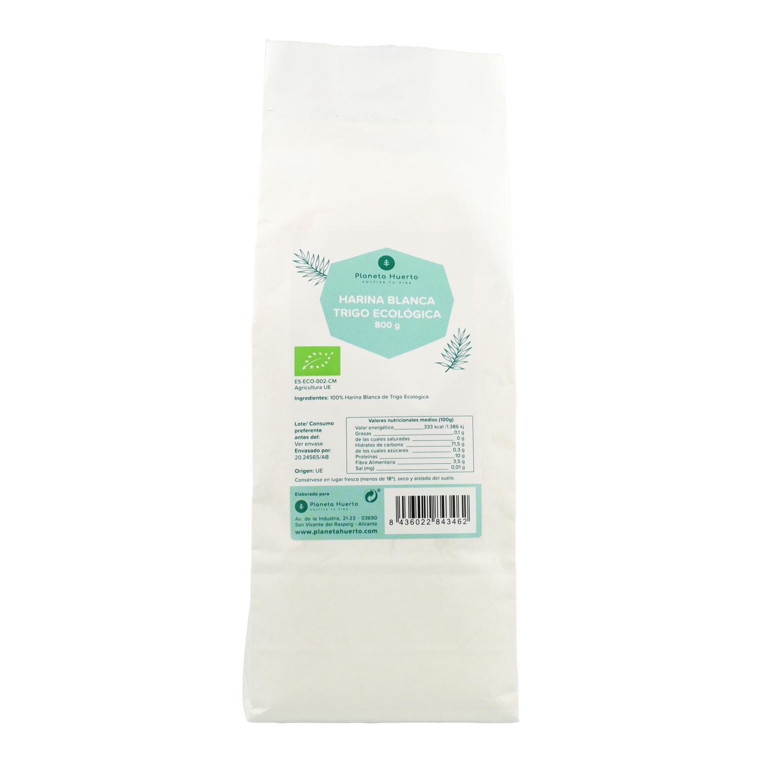 PLANETA HUERTO | Harina Blanca de Trigo Eco 800 g – Harina Ecológica Ideal para Horneados Saludables