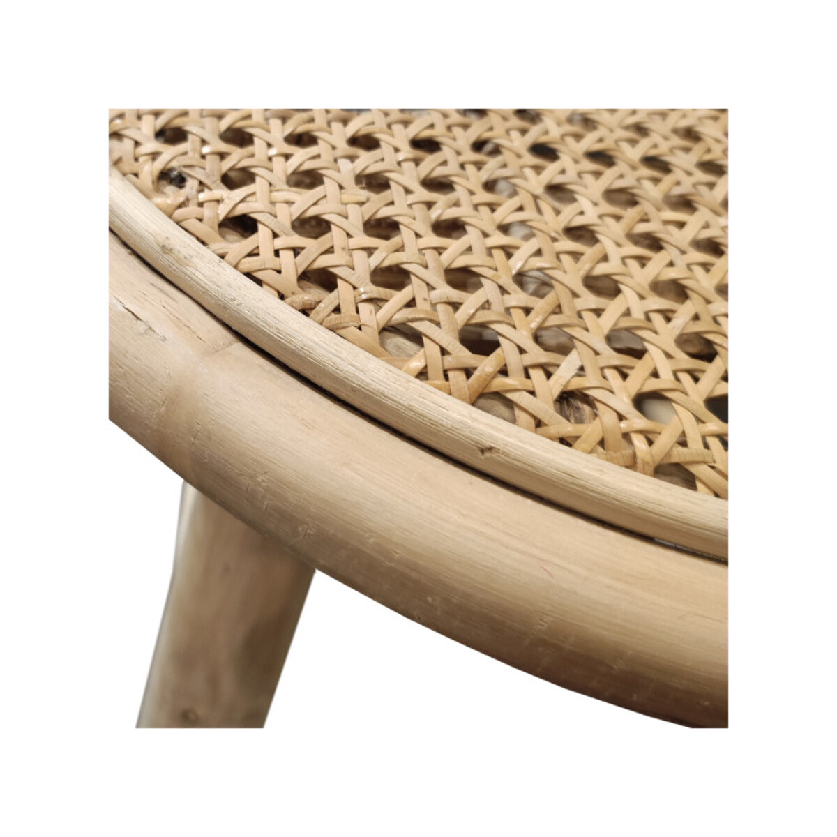 Table d'appoint ronde D. 40 cm bois de teck massif et rotin - LINA