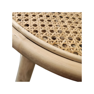 Table d'appoint ronde D. 40 cm bois de teck massif et rotin - LINA