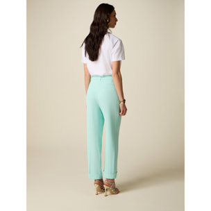 Oltre - Pantaloni in tessuto crêpe con pinces - Verde acqua