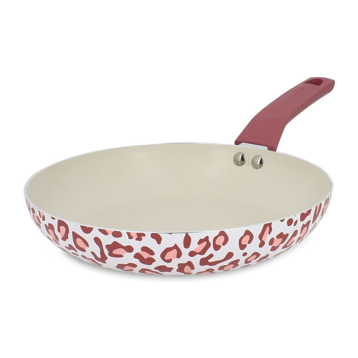 Poêle en aluminium recyclé 24cm léopard rose - tous feux LEOPARD
