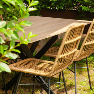 Pack 4 sillas de comedor Malai Ratán - Negro