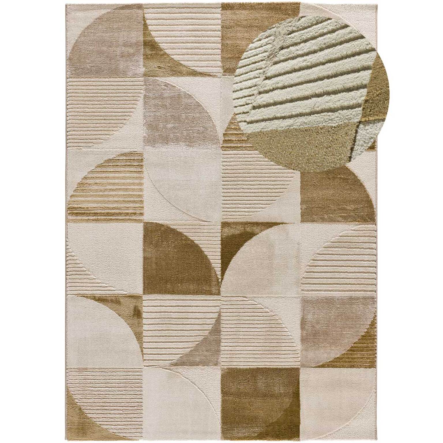 MELFI Alfombra geométrica con relieve en tonos cobrizos, varias medidas disponibles