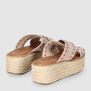 Sandalias de Serraje - Piedra - Tacón: 6 cm