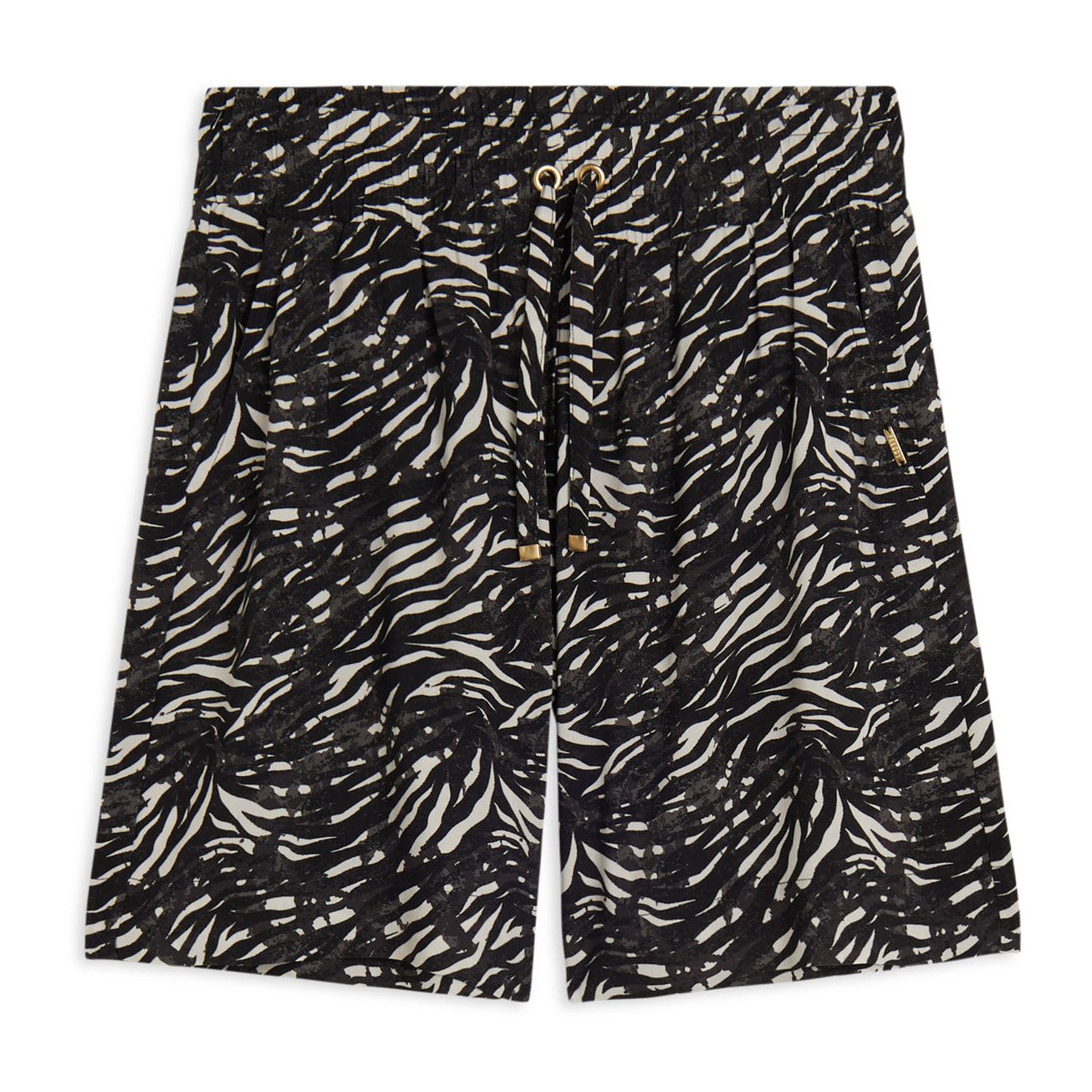 Pantaloni corti in viscosa animalier con vita elasticizzata