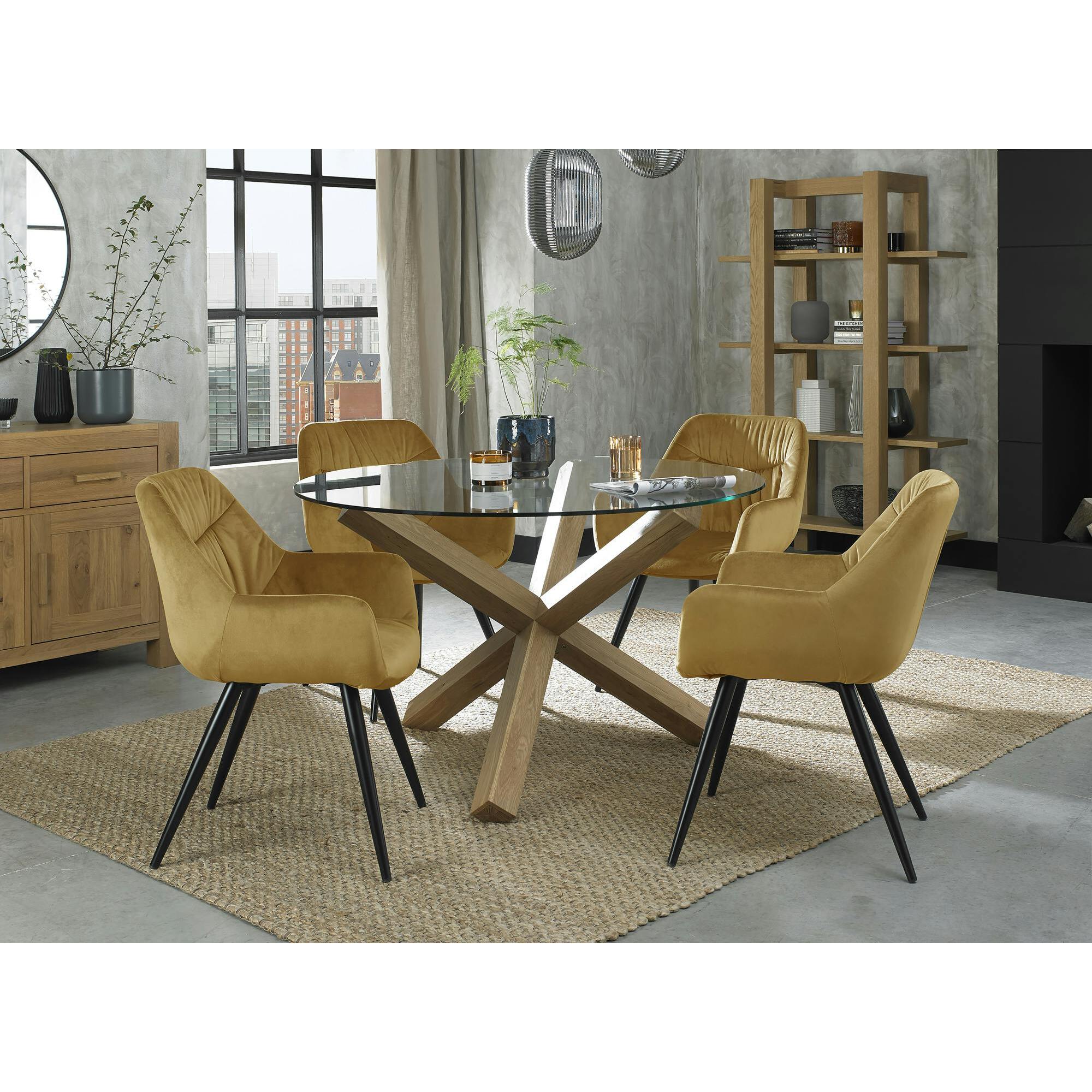 Fauteuil de table velours moutarde (lot de 2) ARLINGON