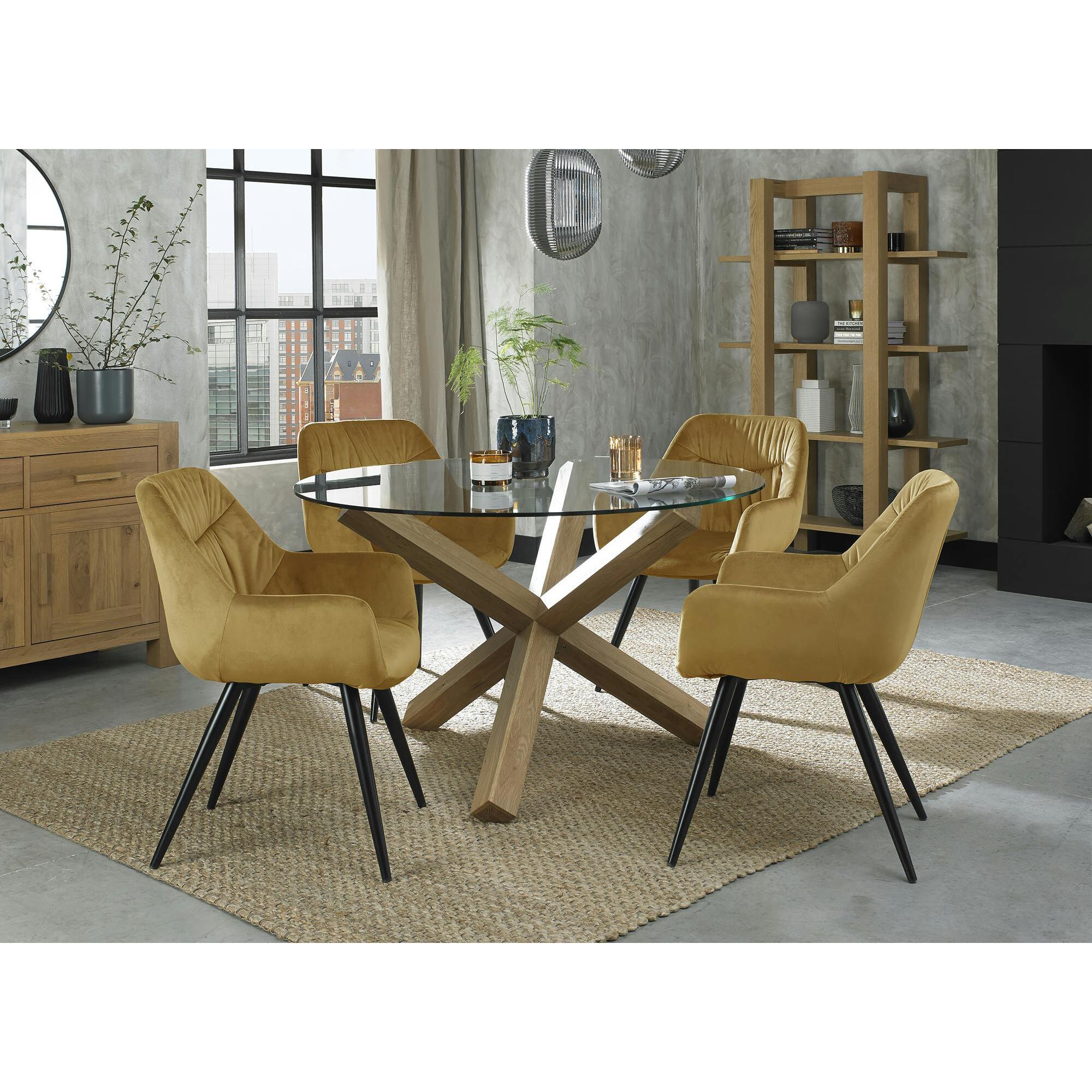 Fauteuil de table en velours moutarde (lot de 2) ARLINGTON