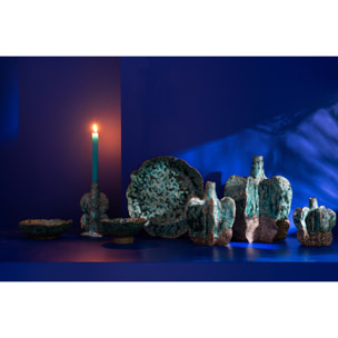 J-Line vase Naga Smal - céramique - azur/brun - 20 cm de hauteur