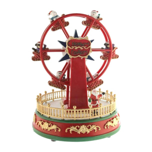 Noria santa decorativo navideño con movimiento, luces led y música