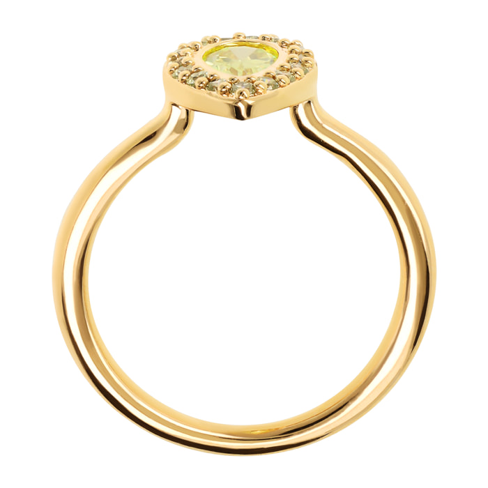 Anello Solitario Golden con Goccia in Cubic Zirconia Gialla
