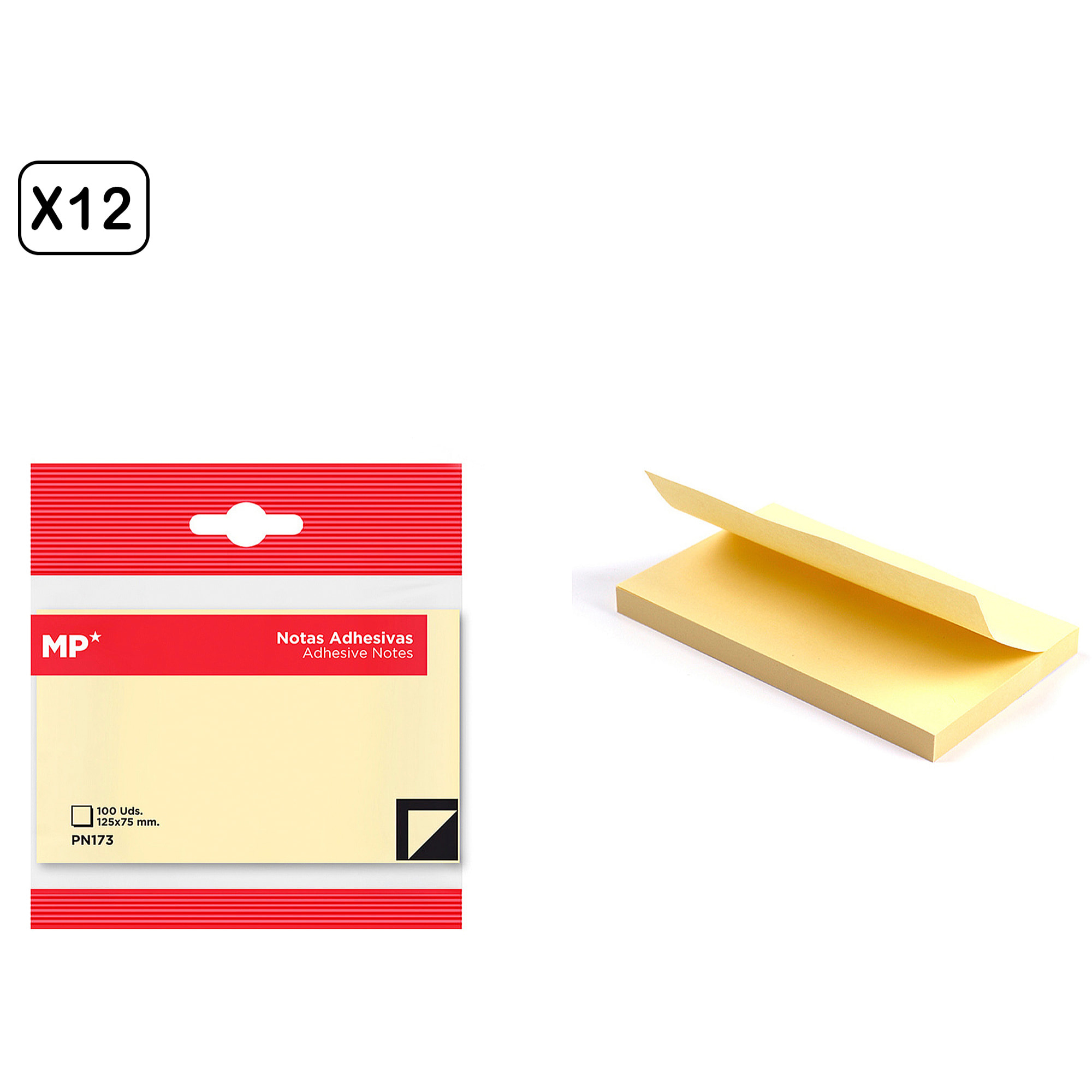 PACK 12 UNITÀ NOTE ADESIVE 125 x 75 mm 100 FOGLI