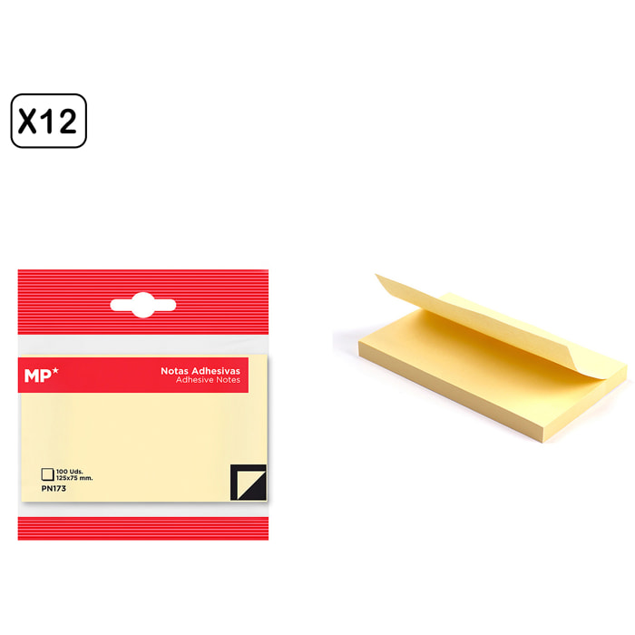 PACK 12 UNITÀ NOTE ADESIVE 125 x 75 mm 100 FOGLI