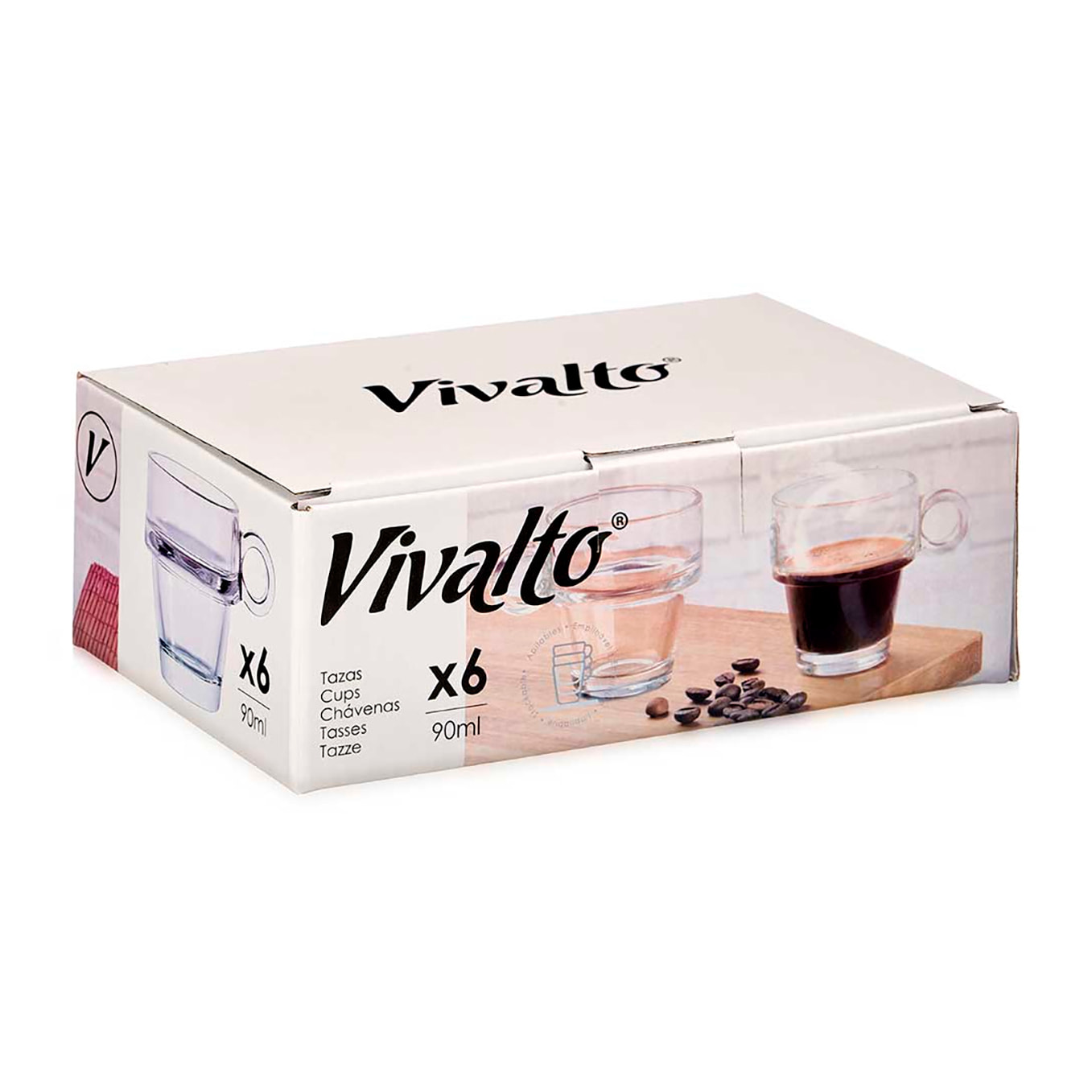 DAM PACK 6 TAZZINE CAFFÈ IMPILABILI 90ML 8x6x6,5 Cm. Colore trasparente