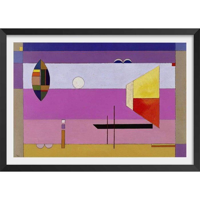 Poster Colds Stripes par Wassily Kandinsky Affiche + cadre en bois - Noir