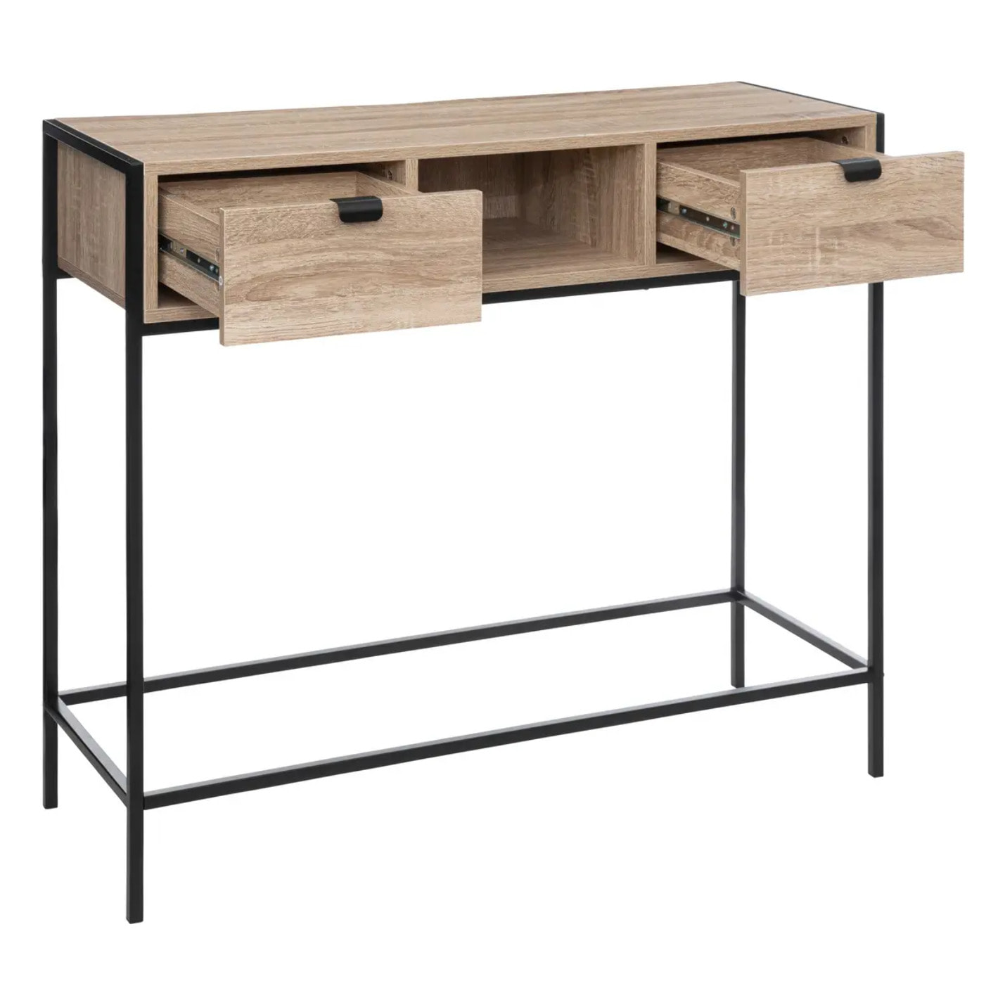 Console 2 tiroirs "Aliaj" effet bois noir