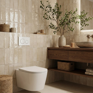 Pack WC suspendu complet avec bâti-support Geberit Duofix, cuvette Ceramia Vortex, abattant SoftClose et plaque blanche