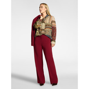 Elena Mirò - Pantaloni palazzo in crêpe misto cotone - Bordeaux