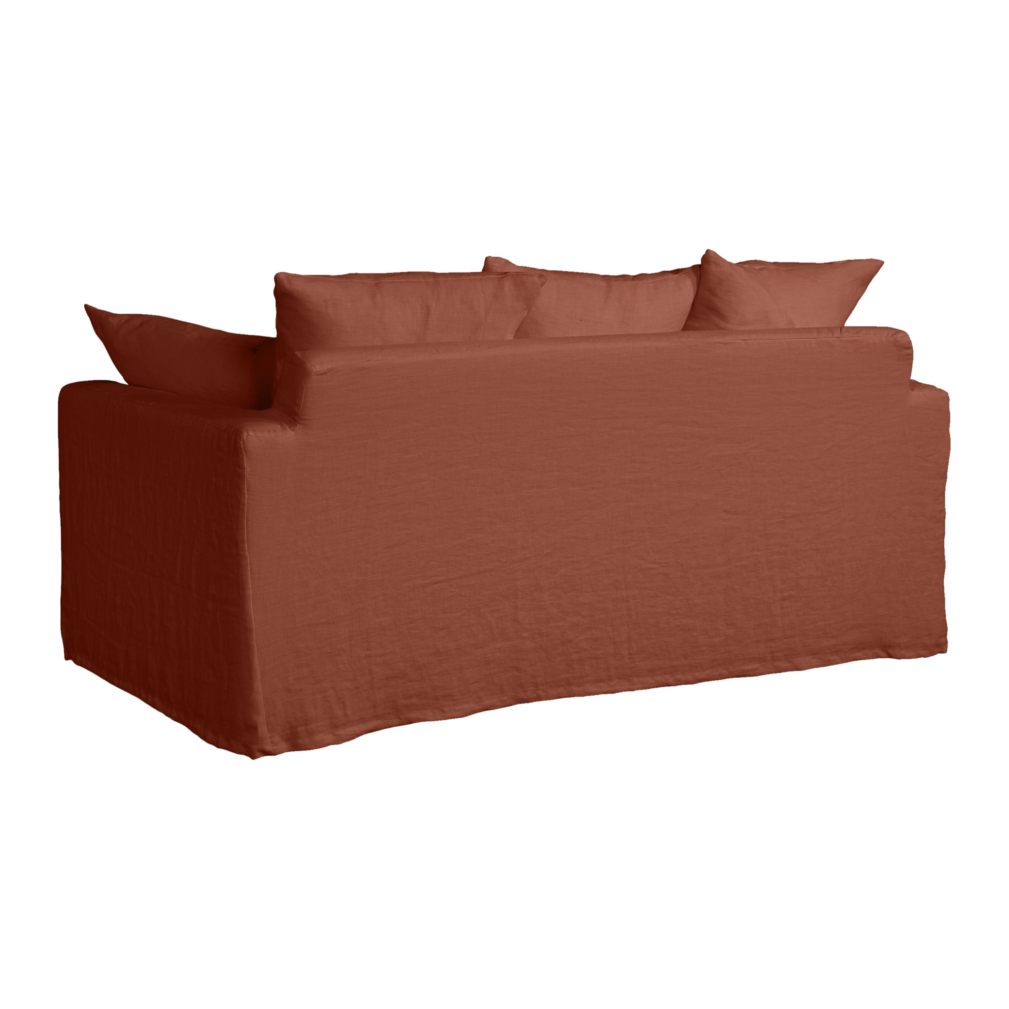 Canapé lin 3 pl SOFIA 177 cm fixe tissu Terracotta 100% déhoussable – Fab France