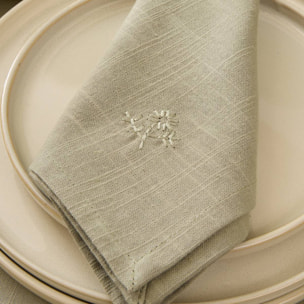 4 serviettes de table Joy 40x40cm vert kaki