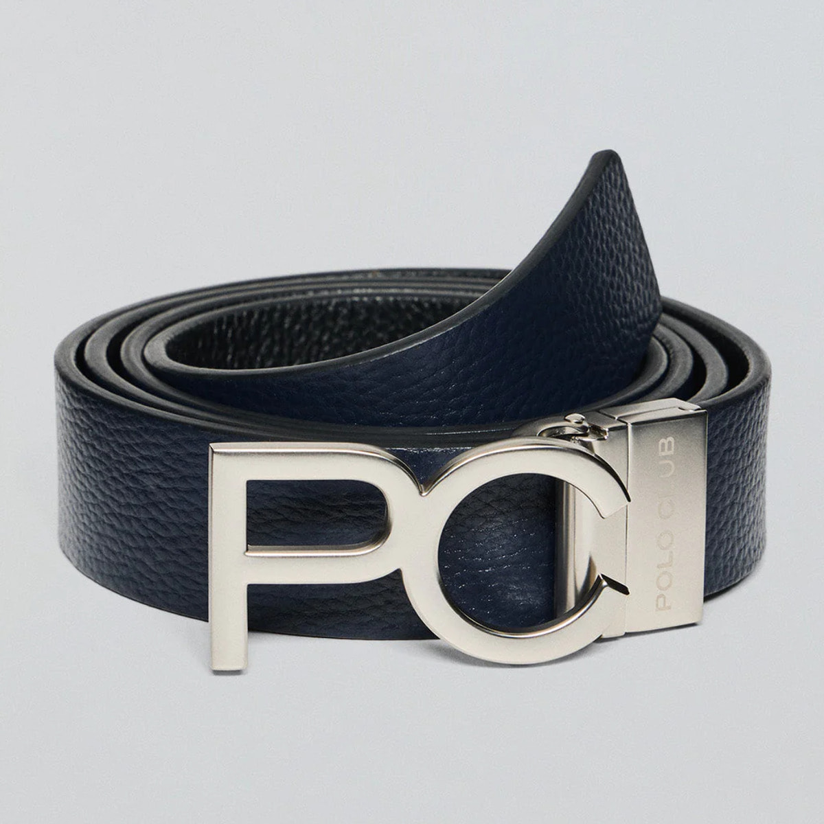 Cinturón Bennet reversible azul marino y negro con hebilla PC