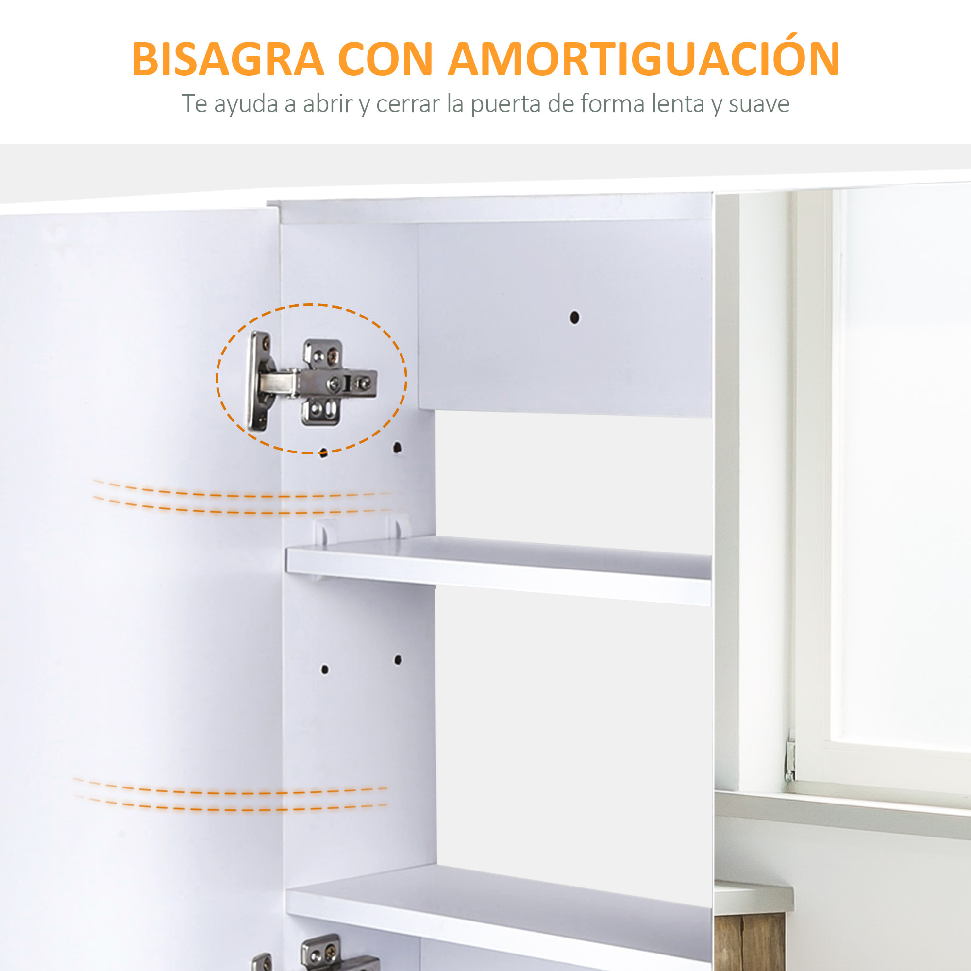 Armario de Baño con Espejo 2 Puertas y 3 Estantes interiores 80x15x60 cm