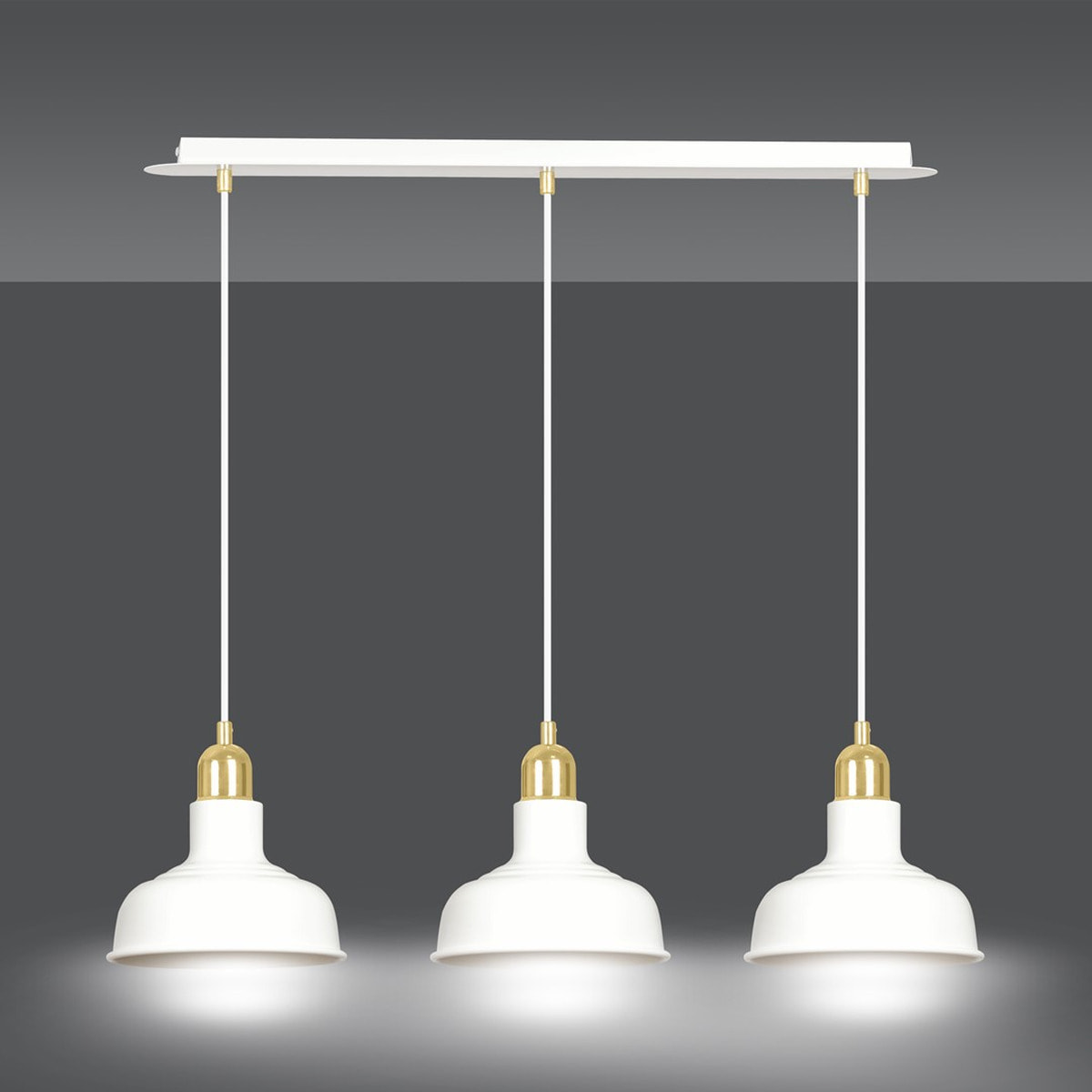 Lampada a sospensione IBOR in acciaio bianco e oro