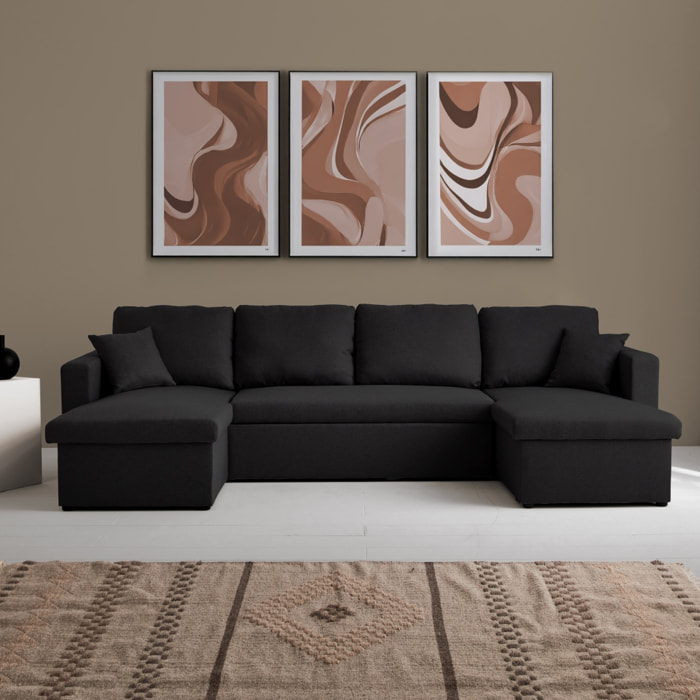 Canapé panoramique convertible 4 places tissu URBAN